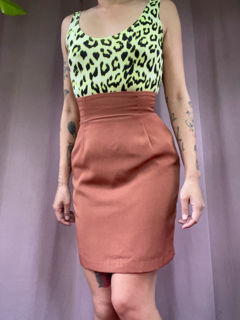 High Art Light Coffee Brown High-Waisted Skirt, small